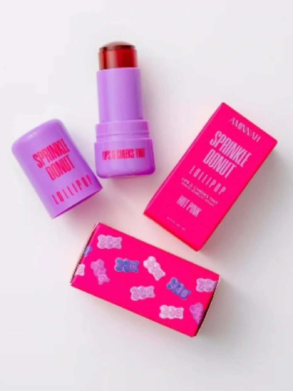 *Buy Now” Aminnah Sprinkle Donut Lollipop Lips & Cheeks Tint — Hot Pink